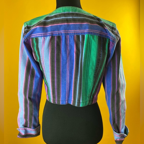 Paris Blues Striped Denim Crop Jacket - Picture 2 of 4